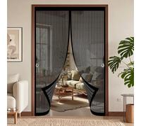 Magnetic Screen Door 100 x 110 cm with Powerful Magnets & Full Frame Magic Tape, Keep Bugs Out & Lets Fresh Air in Magnetic Fly Screen Doors for Patio Doors Bedroom, Black