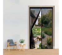 Magnetic Screen Door 100 x 159 cm, Automatically Closes, Keep Insects, with Strong Magnets and Magic Band, Without Drilling, Patio Insect Door Screen Pet & Kid Friendly, Black