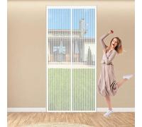Magnetic Screen Door 100 x 180 cm Keep Bugs Out Lets Fresh Air in Door Screen with Powerful Magnets for Patio French Bedroom, Balcony, White