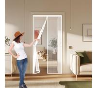 Magnetic Screen Door 100 x 180 cm Keep Fly Bug Out Anti-Tearing Mosquito Door Net Fly Screens Doors No-Drill Easy Installation for Cellar, Balcony, Terrace, White