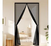 Magnetic Screen Door 100 x 208 cm Keep Insects Out Self-Sealing Powerful Magnets Mesh Door Screen Hands Free No Drill Installation for Patio Bedroom Sliding Kitchen, Black