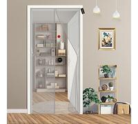 Magnetic Screen Door 100x200cm(39x79inch) Polyester Fly Screens Doors, Magic Paste Curtains Super Quiet Stripes Encryption for Anti Mosquito or Anti Pest Grey