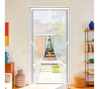 Magnetic Screen Door 101 x 229 cm Powerful Magnets Magnetic Fly Screen for Doors Keep Bugs Out Lets Fresh Air in for Home, Bedroom, Living Room, Kitchen, Patio, White