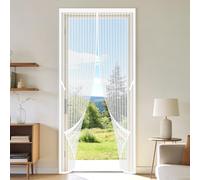 Magnetic Screen Door 101 x 297 cm Full Frame Magic Tape Bug Mosquito Insects Screen Hands Free Auto Closing for Home, Bedroom, Living Room, Kitchen, Patio, White
