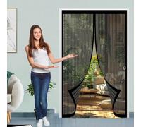 Magnetic Screen Door 102 x 150 cm Powerful Magnets, No Drill Installation, Automatically Closes, for Keeping Out Flies & Bug Fly Screens Doors, Screen Mesh for Patio Doors Bedroom, Black