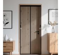 Magnetic Screen Door 102 x 198 cm with Magnets, Magic Tapes, Polyester Fly Screens Doors Nets Without Drilling, Heavy Duty for Living Garage Doors, Black