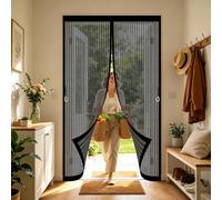 Magnetic Screen Door 102 x 208 cm with Powerful Magnets and Full Frame Magic Tape, Hands Free Closing Door Fly Screen Mesh Insect for Bedroom, Sliding, Black
