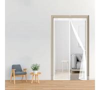 Magnetic Screen Door 103 x 287 cm Automatically Closes Keeps Bugs Out, Powerful Magnets and Magic Tape, No Drill Installation, Patio Insect Door Screen Pet & Kid Friendly, White