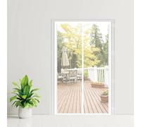 Magnetic Screen Door 104 x 167 cm Without Drilling, with Strong Magnets and Magic Band, Automatically Closes, Keep Insects Anti Mosquito Mesh Curtain for Bedroom, White