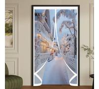 Magnetic Screen Door 105 x 132 cm Self-Sealing PVC Weatherproof Winter Warm, Cold and Noise Proof Curtain Transparent Waterproof Thermal Door for Balcony Patio, A