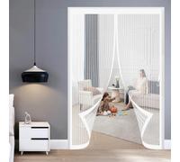 Magnetic Screen Door 105 x 200 cm with Powerful Magnets & Full Frame Magic Tape, Keep Bugs Out & Lets Fresh Air in Fly Screens Doors Nets Insect Mesh for Patio Doors Bedroom, White