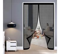 Magnetic Screen Door 105 x 200 cm with Powerful Magnets & Full Frame Magic Tape, Keep Bugs Out & Lets Fresh Air in Fly Screens Doors Nets Insect Mesh for Patio Doors Bedroom, Black