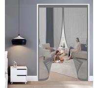 Magnetic Screen Door 105 x 200 cm with Powerful Magnets & Full Frame Magic Tape, Keep Bugs Out & Lets Fresh Air in Fly Screens Doors Nets Insect Mesh for Patio Doors Bedroom, Grey