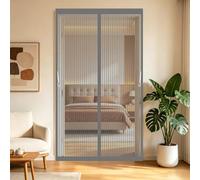 Magnetic Screen Door 105 x 219 cm with Powerful Magnets and Full Frame Magic Tape, Hands Free Closing Mosquito Door Screen Magnetic Fly Curtain for Kitchen Bedroom, Grey