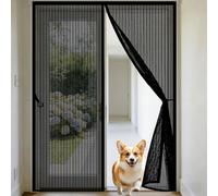 Magnetic Screen Door 105 x 270 cm Magnetic Insect Door Screen with Powerful Magnets and Full Frame Hook&Loop, No Gap, Keep Bugs Out Lets Fresh Air in, Kid and Pet Friendly, Black