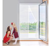 Magnetic Screen Door 105x210 cm Heavy Duty Mesh Curtain with Full Frame Magnets & Magic Tape, Hands Free Fly Bug Mosquito Door Curtain, 2023-Version, White