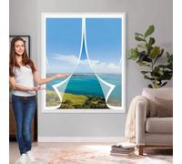 Magnetic Screen Door 107 x 107 cm Magnetic Closure, Easy to Install, Insect Protection Transparent Window Screen Customizable for Keeping Out Flies & Bug, White