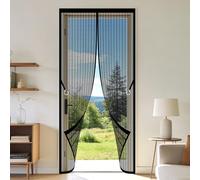 Magnetic Screen Door 109 x 273 cm Full Frame Magic Tape Bug Mosquito Insects Screen Hands Free Auto Closing for Home, Bedroom, Living Room, Kitchen, Patio, Black