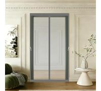 Magnetic Screen Door 110 x 140 cm with Stay Open Buckles Magnetic Top-to-Bottom Seal Snaps Shuts Fly Screen Door Curtain for Balcony, Patio, French, Sliding Doors, Grey