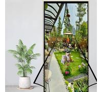 Magnetic Screen Door 110 x 186 cm Keep Bugs Out Lets Fresh Air in Heavy Duty Self-Sealing Mesh No Drill Installation Automatically Closes for Keeping Out Flies & Bug, Black