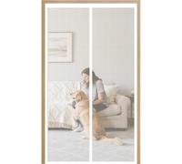 Magnetic Screen Door 110 x 199 cm with Powerful Magnets Automatically Closes and Magic Tape, Install Without, Keep Bugs Out, Magnetic Screen Door Fits for Patio, White