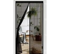 Magnetic Screen Door 110 x 244 cm, Automatically Closes, Keep Insects, with Strong Magnets and Magic Band, Without Drilling, Screen Doors with Magnets Pet & Kid Friendly, Black