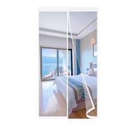 Magnetic Screen Door,110x205cm Screen Door Durable Doors with Magnets Front Entry Back Sliding Patio Home Wooden Mesh Curtain with Full Frame White