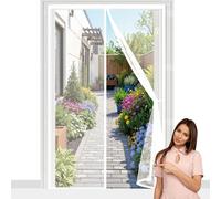 Magnetic Screen Door 111 x 238 cm with Reinforced Magnetic Strips Auto-Close, No Tools Installation, Keep Insects, Resistente Door Curtains to Stop Flies for Kitchen, White