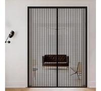 Magnetic Screen Door 111 x 254 cm with Reinforced Magnetic Strips Auto-Close, No Tools Installation, Keep Insects, Resistente Anti Mosquito Mesh Curtain for Kitchen, Black