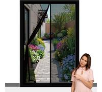 Magnetic Screen Door 111 x 254 cm with Reinforced Magnetic Strips Auto-Close, No Tools Installation, Keep Insects, Resistente Door Curtains to Stop Flies for Kitchen, Black
