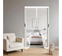 Magnetic Screen Door 112 x 115 cm No-Drill Easy Installation Automatically Closes Powerful Magnets Anti Mosquito Fly Curtain for Bedroom Pet Friendly Living Room, White