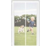 Magnetic Screen Door 114 x 242 cm with Reinforced Magnetic Strips Auto-Close, No Tools Installation, Keep Insects, Resistente Door Curtains Fly Screen for Kitchen, White