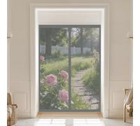 Magnetic Screen Door 114 x 90 cm Keeps Bugs Out, Lets Fresh Air in, No Gap, Snap Shut Automatically, Hands Free Magnetic Door Screen for Living Room, Bedroom, Patio, Grey