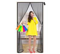 Magnetic Screen Door 115 x 195 cm Anti-Mosquito Screen Mesh Curtain, Top-to-Bottom Seal Snaps Shuts Automatically & Full Frame Magic Tape Keep Bugs Out - Black A