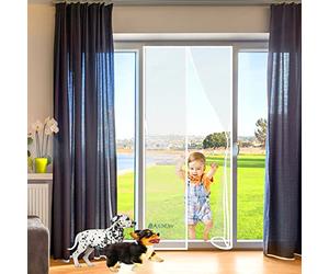 Magnetic Screen Door 115 x 210 cm Heavy Duty Mesh Curtain Walk Through Screen Door for Balcony/Patio DoorSize Up to White