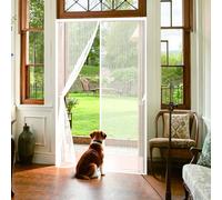 Magnetic Screen Door 116 x 252 cm, Automatically Closes, Keep Insects, with Strong Magnets and Magic Band, Without Drilling, Screen Doors with Magnets Pet & Kid Friendly, White