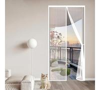 Magnetic Screen Door 116 x 252 cm with Reinforced Magnetic Strips Auto-Close, No Tools Installation, Keep Insects, Resistente Patio Insect Door Screen Pet & Kid Friendly, White
