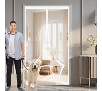 Magnetic Screen Door 117 x 134 cm Anti Mosquito, Keep Fresh Air in, Portable, Foldable, Custom Sizes, Magnetic Fly Screens for Patio Door/Balcony, White