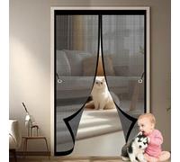 Magnetic Screen Door 117 x 230 cm Anti Mosquito, Keep Fresh Air in, Portable, Foldable, Custom Sizes, Magnetic Doors, Fly Insect Screen for Double Door/French Doors, Black