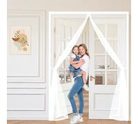 Magnetic Screen Door 118 x 295 cm Powerful Magnets Heavy Duty Self-Sealing Mesh Insect Protection Door Easy to Install Without Drilling for Balcony Patio Bedroom, White