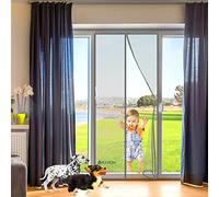 Magnetic Screen Door 120 x 210 cm Easy to Install Without Drilling Hands Free Heavy Duty mesh Keep Fresh air for Front Door and Home Outside Kids/Pets Walk Through Easily Fit Door Gray