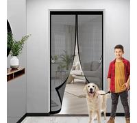 Magnetic Screen Door 121 x 119 cm Automatically Closes, Keep Bugs Out, Without Drilling, Easy to Install, Mesh Magnetic Insect Doors for Patio Door/Balcony, Black