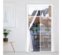 Magnetic Screen Door 122 x 200 cm with Powerful Magnets Automatically Closes and Magic Tape, Install Without, Keep Bugs Out, Heavy Duty Bug Mesh Curtain for Patio Door, White