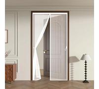 Magnetic Screen Door 123 x 254 cm with Reinforced Magnetic Strips Auto-Close, No Tools Installation, Keep Insects, Resistente Anti Mosquito Mesh Curtain for Kitchen, White