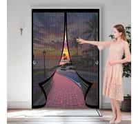 Magnetic Screen Door 124 x 105 cm with Powerful Magnets & Full Frame Magic Tape No Gap, Lets Fresh Air in, Keep Bugs Out Fly Curtains for Doors for Patio Doors Balcony, Black