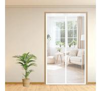 Magnetic Screen Door 125 x 188 cm Automatically Closes Keeps Bugs Out, Powerful Magnets and Magic Tape, No Drill Installation, Screen Doors with Magnets Pet & Kid Friendly, White