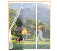 Magnetic Screen Door 125x200cm White Double Mesh Curtain with Full Frame Magic Tape Instant Open Design for Easy Walk Through - Perfect for Homes Kids & Pets