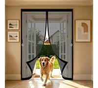 Magnetic Screen Door 126 x 187 cm with Powerful Magnets and Full Frame Magic Tape, Hands Free Closing Magnetic Door Screen Fly Curtains for Doors for Kitchen Bedroom, Black
