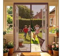 Magnetic Screen Door 126 x 196 cm Full Frame Magic Tape, Magnet Silent Closure, No Punching Magnetic Curtain Adhesive Installation Without Drilling for Front Back Door, Brown