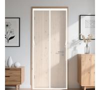 Magnetic Screen Door 126 x 230 cm with Magnets, Magic Tapes, Polyester Fly Screens Doors Nets Without Drilling, Heavy Duty for Living Garage Doors, White